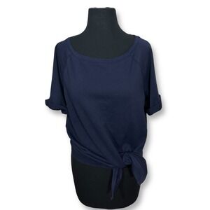 GAP Tie-Front Heavy Weight T-Shirt Top Navy‎ Blue Short Sleeve Casual Women's S
